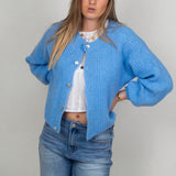 knitted long sleeve cardigan ★ blue