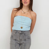 Basic tube top ★ striped baby blue