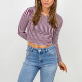 basic long sleeve top cropped ★ bordeaux