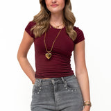 BASIC SHORT SLEEVE TOP ★ BORDEAUX