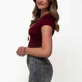 BASIC SHORT SLEEVE TOP ★ BORDEAUX