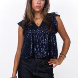 SEQUIN TOP ★ NAVY
