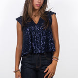 SEQUIN TOP ★ NAVY