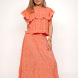 Boho long skirt ★ coral